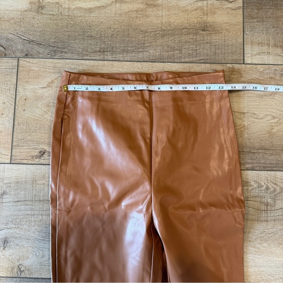 SBetro High Waist Slit Hem Faux Leather Light Brown - Picture 7 of 8